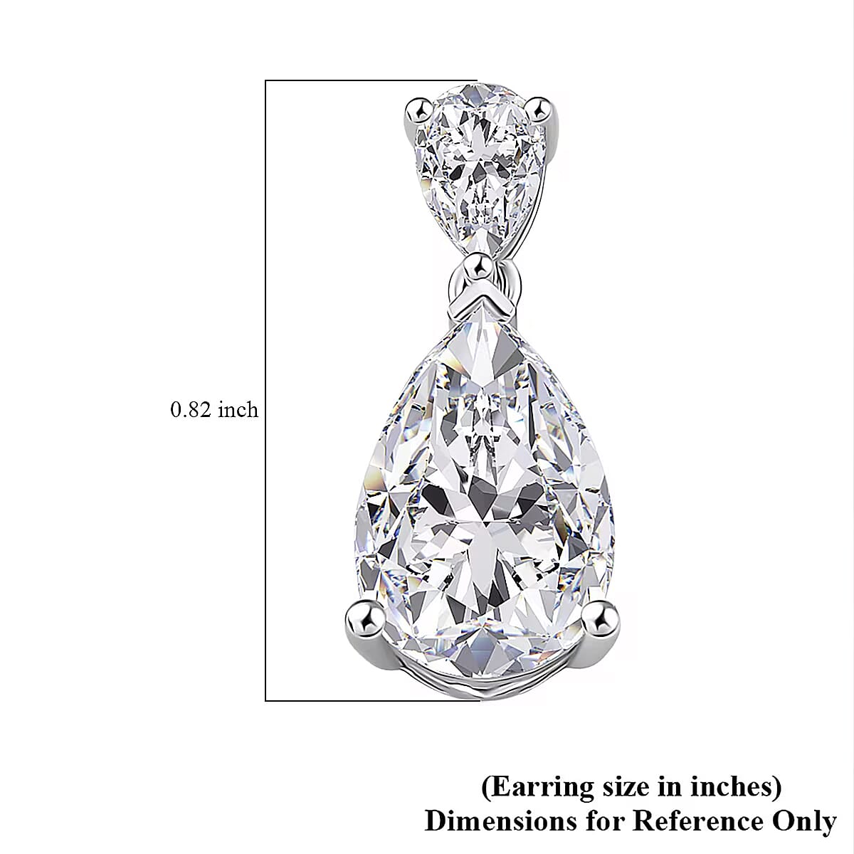  D'Joy Moissanite 6.60 ctw Celebrity Glam Tear Drop Earrings in Rhodium Over Sterling Silver image number 6