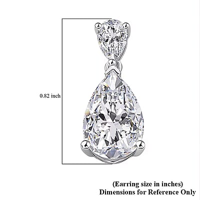  D'Joy Moissanite 6.60 ctw Celebrity Glam Tear Drop Earrings in Rhodium Over Sterling Silver