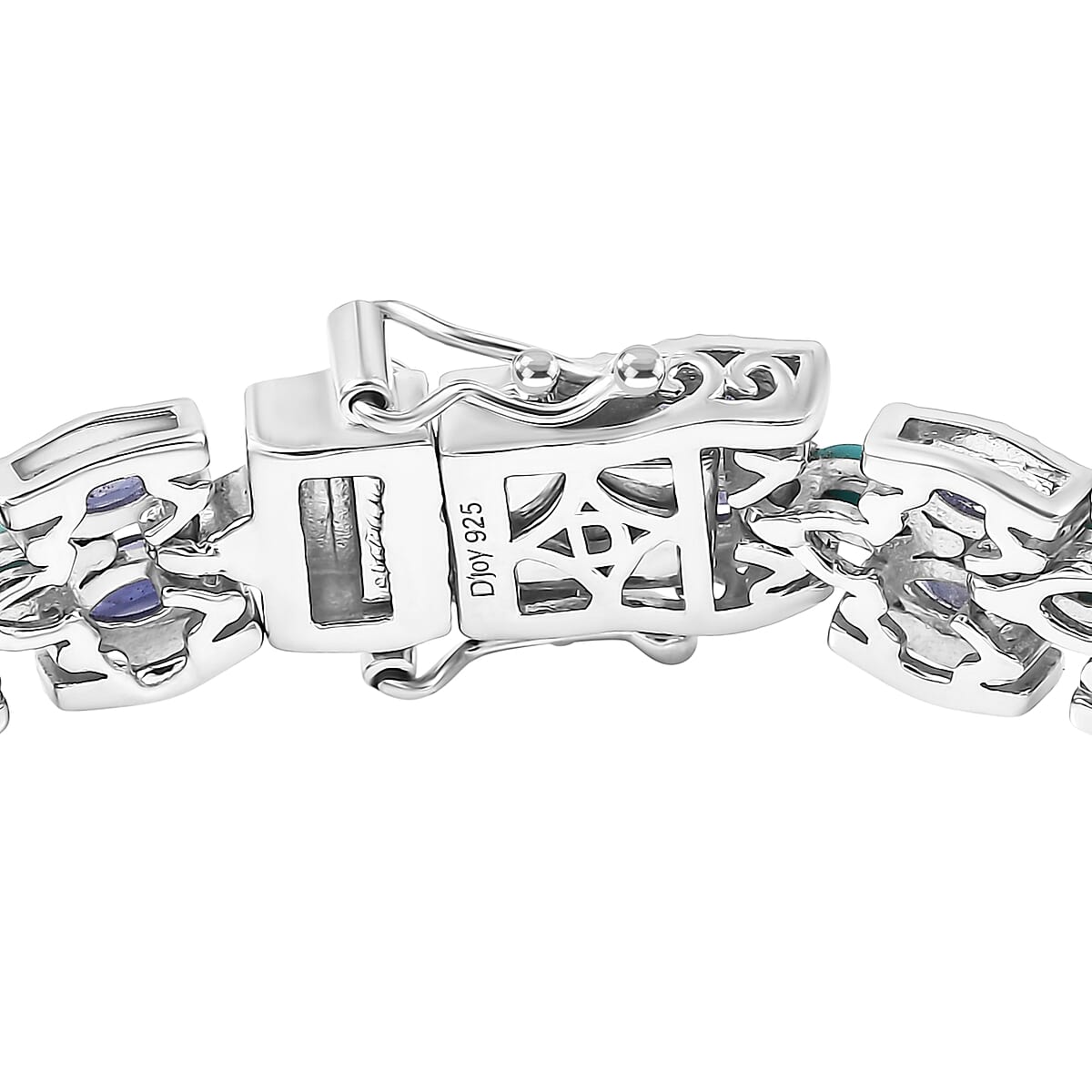 D'Joy Premium Sleeping Beauty Turquoise and Catalina Iolite 9.25 ctw Blue Majesty Bracelet in Rhodium Over Sterling Silve (7.25 In) image number 3