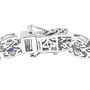 D'Joy Premium Sleeping Beauty Turquoise and Catalina Iolite 9.25 ctw Blue Majesty Bracelet in Rhodium Over Sterling Silve (7.25 In)