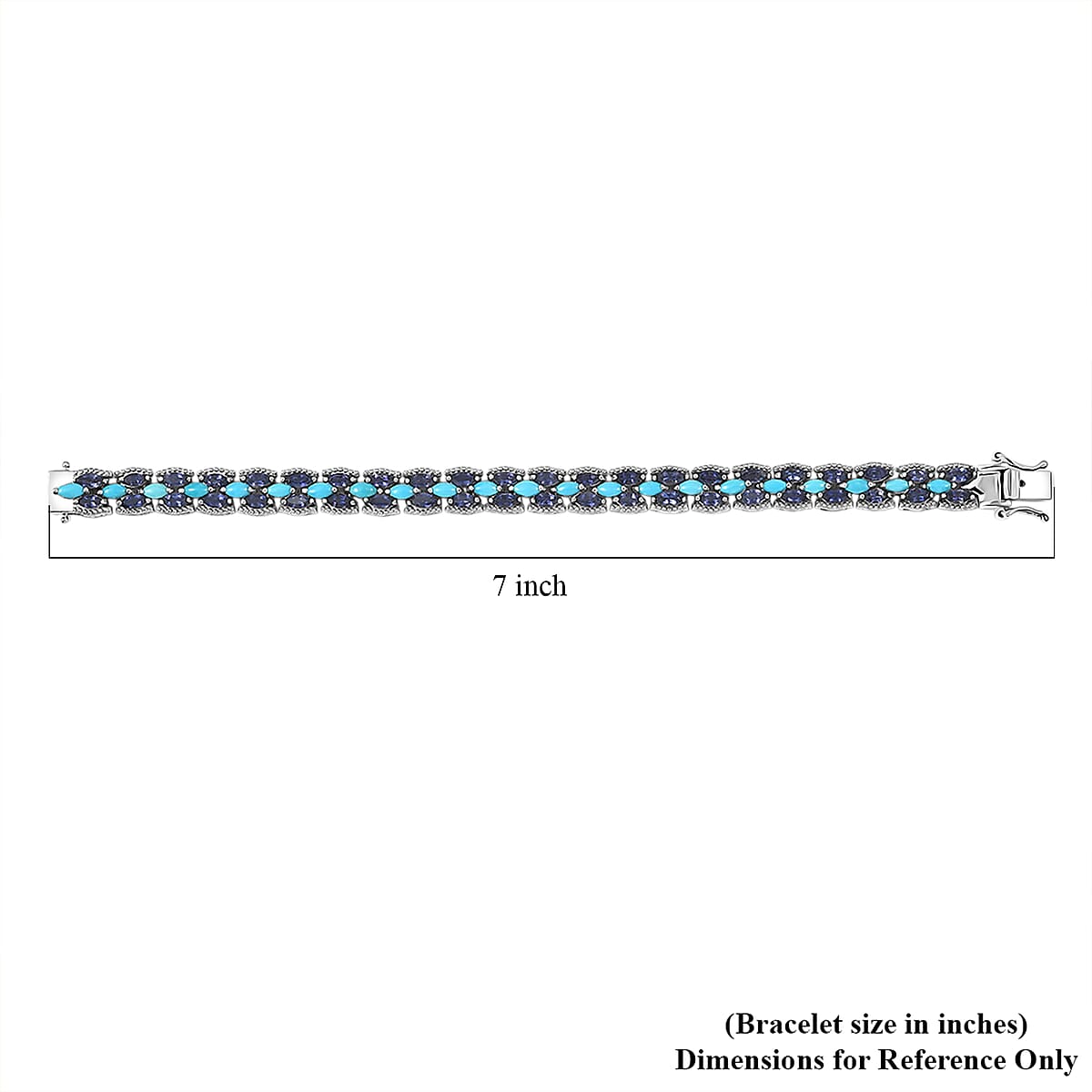 D'Joy Premium Sleeping Beauty Turquoise and Catalina Iolite 8.40 ctw Blue Majesty Bracelet in Rhodium Over Sterling Silve (6.50 In) image number 4