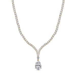 Doorbuster D'Joy Moissanite 60.00 ctw Celebrity Glam Tear Drop Necklace in 18K Vermeil Yellow Gold Over Sterling Silver 18 Inches