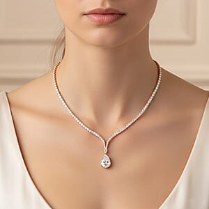 Doorbuster D'Joy Moissanite 60.00 ctw Celebrity Glam Tear Drop Necklace in 18K Vermeil Yellow Gold Over Sterling Silver 18 Inches