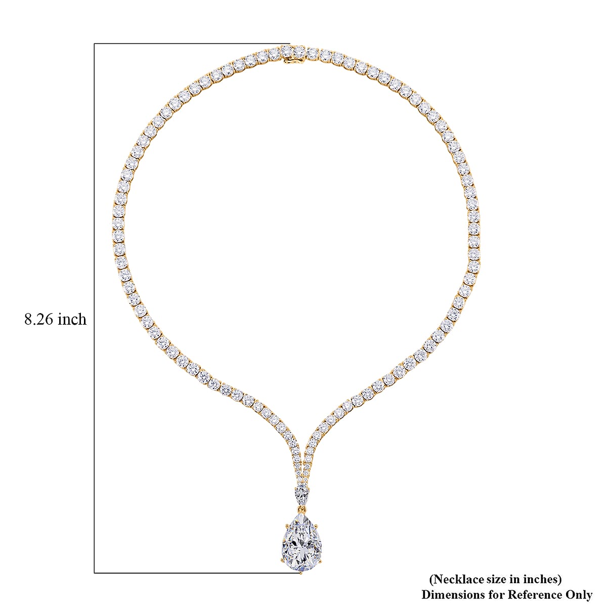 Doorbuster D'Joy Moissanite 60.00 ctw Celebrity Glam Tear Drop Necklace in 18K Vermeil Yellow Gold Over Sterling Silver 18 Inches image number 4
