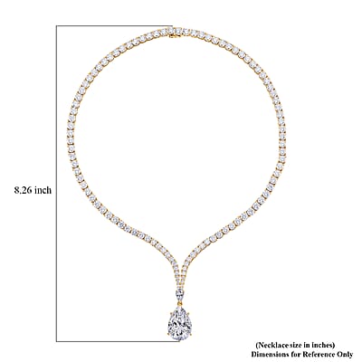 D'Joy Moissanite 60.00 ctw Celebrity Glam Tear Drop Necklace in 18K Vermeil Yellow Gold Over Sterling Silver 18 Inches