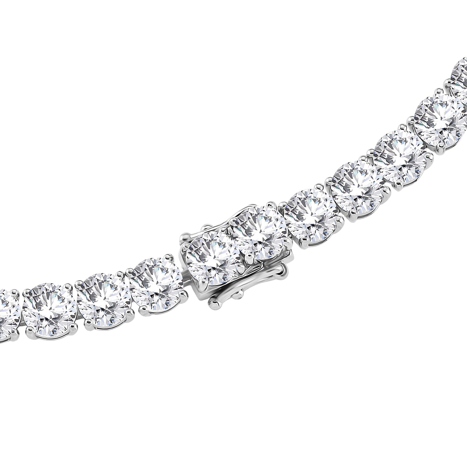  D'Joy Moissanite 59.85 ctw Celebrity Glam Tear Drop Necklace in Rhodium Over Sterling Silver 18 Inches