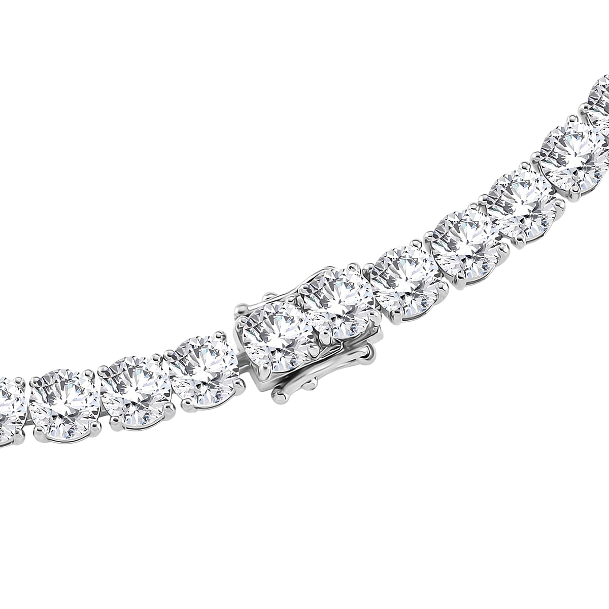 Doorbuster D'Joy Moissanite 59.85 ctw Celebrity Glam Tear Drop Necklace in Rhodium Over Sterling Silver 18 Inches image number 3