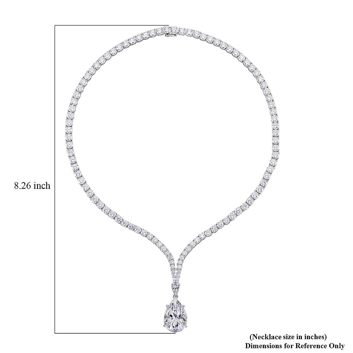 Doorbuster D'Joy Moissanite 59.85 ctw Celebrity Glam Tear Drop Necklace in Rhodium Over Sterling Silver 18 Inches image number 4