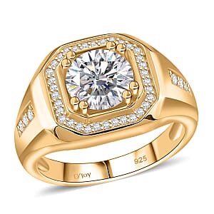 Doorbuster D'Joy Moissanite 2.00 ctw Titan’s Halo Men's Ring in 18K Vermeil Yellow Gold Over Sterling Silver (Size 10.0)