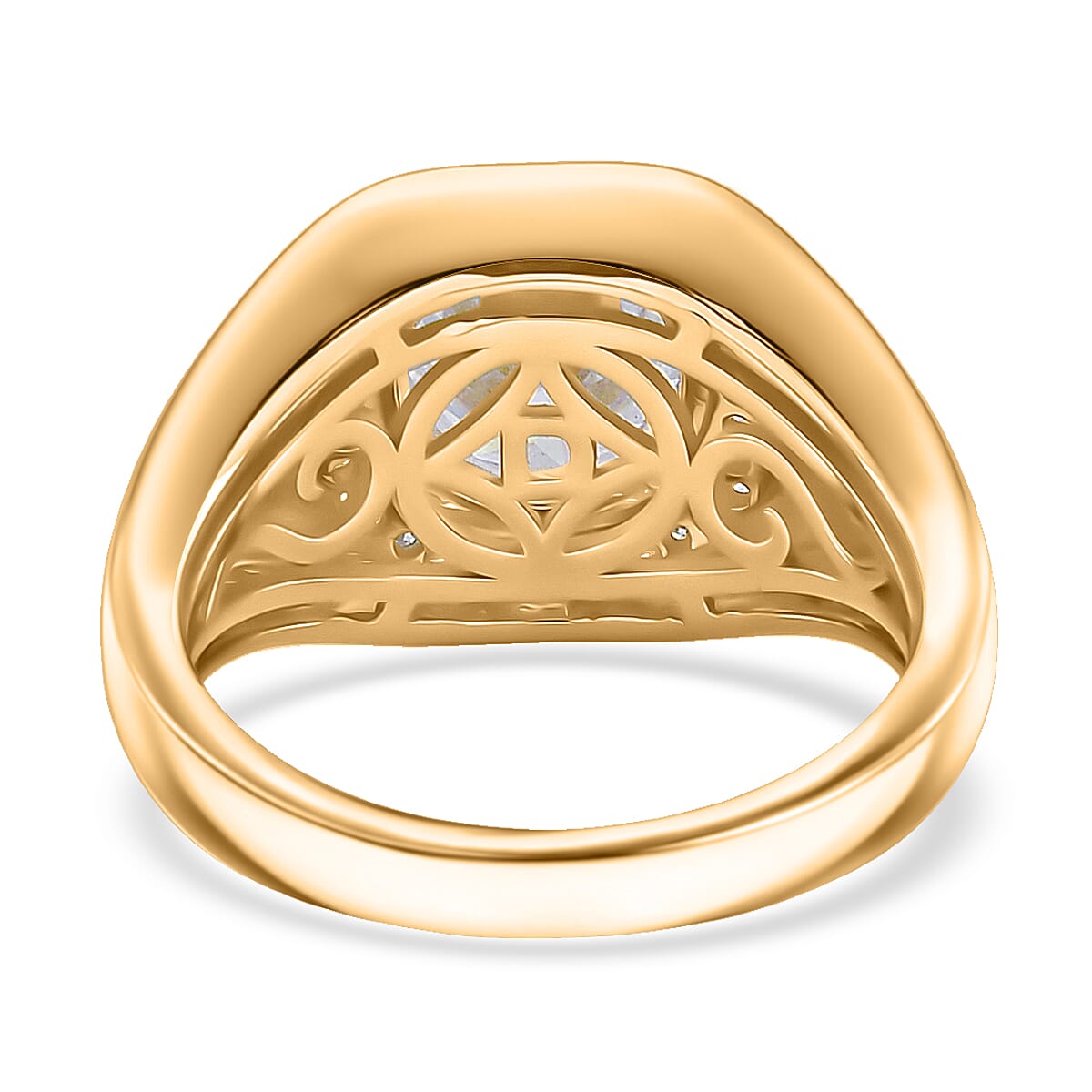 Doorbuster D'Joy Moissanite 2.00 ctw Titan’s Halo Men's Ring in 18K Vermeil Yellow Gold Over Sterling Silver (Size 10.0) image number 4