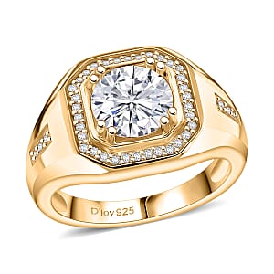 Doorbuster D'Joy Moissanite 2.00 ctw Art Deco Men's Ring in 18K Vermeil Yellow Gold Over Sterling Silver (Size 9.0)