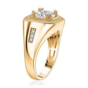 D'Joy Moissanite Halo Men's Ring in 18K Vermeil YG Over Sterling Silver 2.00 ctw (Size 9.0)