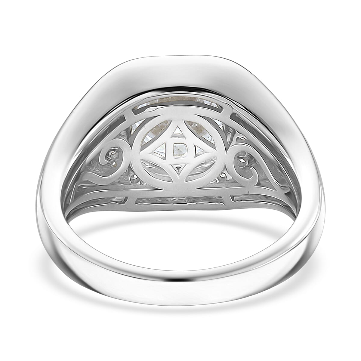 Doorbuster D'Joy Moissanite 2.00 ctw Art Deco Men's Ring in Rhodium Over Sterling Silver (Size 10.0) image number 4