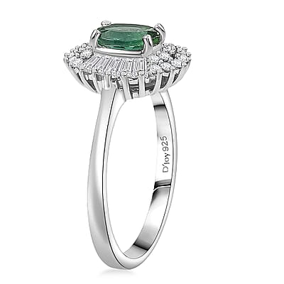 D'Joy Mint Tourmaline, White Zircon Ring in Rhodium Over Sterling Silver 1.65 ctw (Size 5.0)