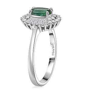 D'Joy Premium Arquiana Mint Tourmaline, White Zircon Blush Majesty Ring in Rhodium Over Sterling Silver (Size 5.0) 1.65 ctw
