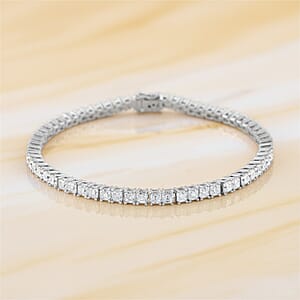  D'Joy Asscher Cut Moissanite 7.30 ctw Eternal Shine Line Bracelet in Rhodium Over Sterling Silver (6.50 In)