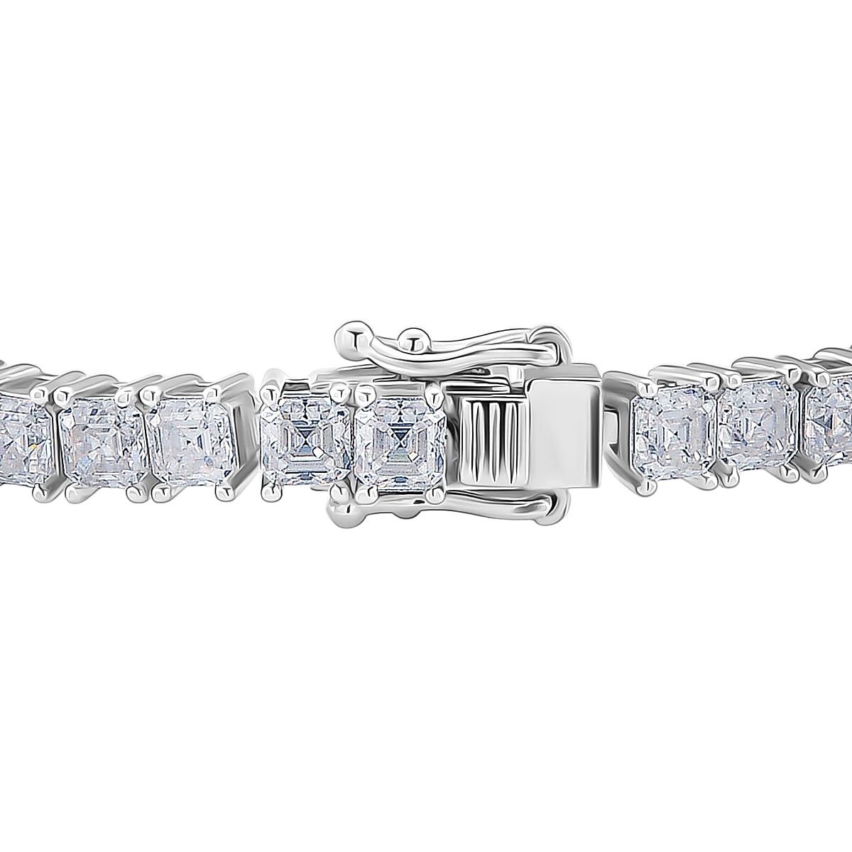 Doorbuster D'Joy Asscher Cut Moissanite 7.30 ctw Eternal Shine Line Bracelet in Rhodium Over Sterling Silver (6.50 In) image number 3