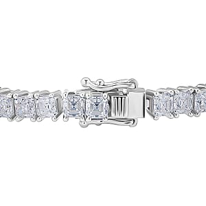  D'Joy Asscher Cut Moissanite 7.30 ctw Eternal Shine Line Bracelet in Rhodium Over Sterling Silver (6.50 In)