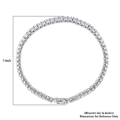  D'Joy Asscher Cut Moissanite 7.30 ctw Eternal Shine Line Bracelet in Rhodium Over Sterling Silver (6.50 In)