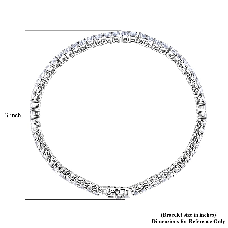  D'Joy Asscher Cut Moissanite 7.30 ctw Eternal Shine Line Bracelet in Rhodium Over Sterling Silver (6.50 In)