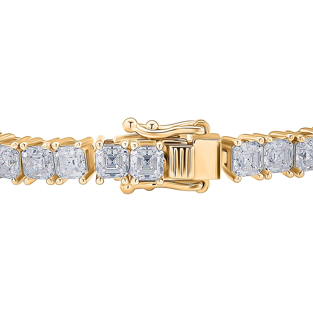  D'Joy Asscher Cut Moissanite 7.30 ctw Eternal Shine Line Bracelet in 18K Vermeil Yellow Gold Over Sterling Silver (6.50 In) image number 3