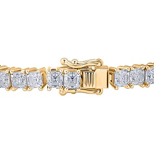  D'Joy Asscher Cut Moissanite 7.30 ctw Eternal Shine Line Bracelet in 18K Vermeil Yellow Gold Over Sterling Silver (6.50 In)