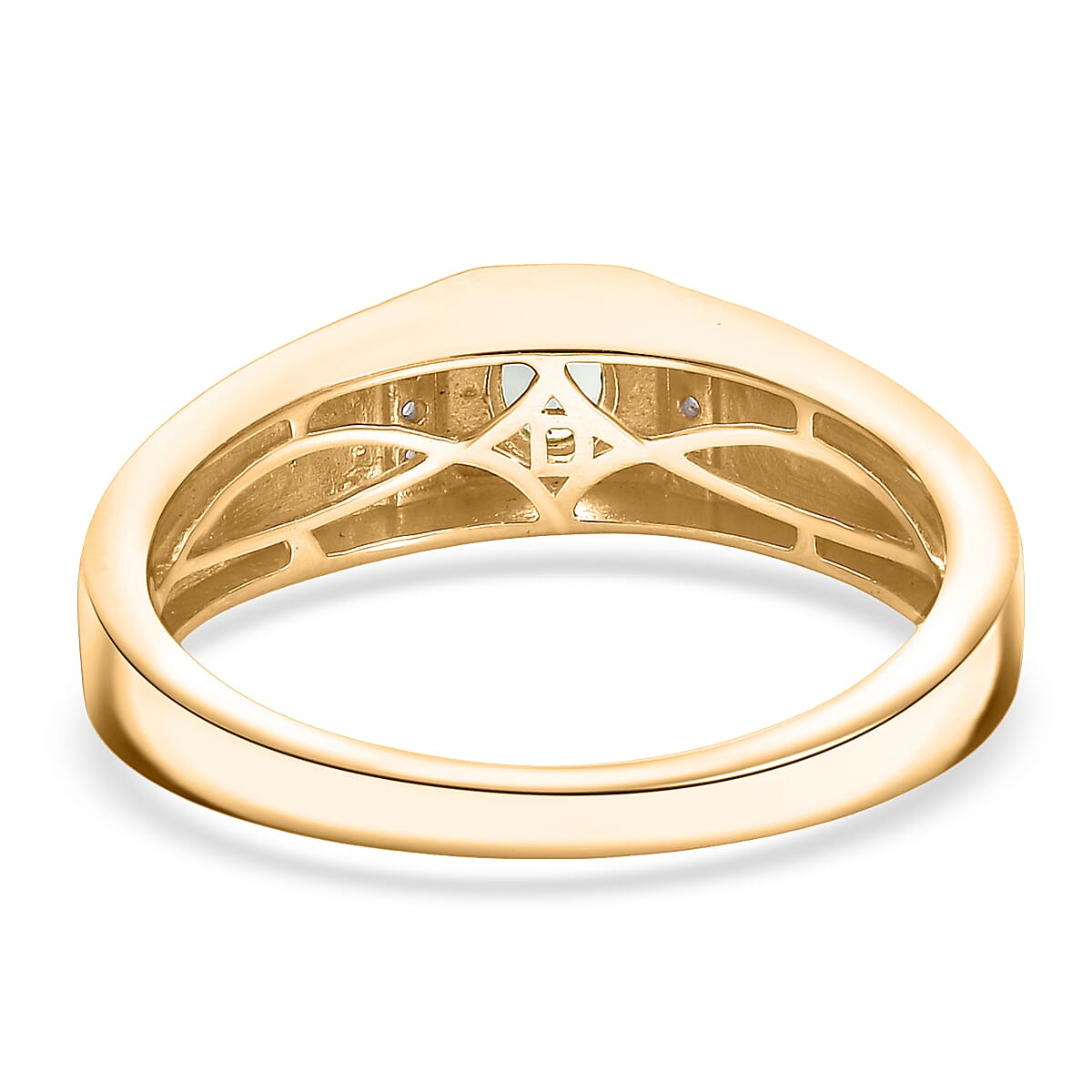 D'Joy Premium Mint Tourmaline and Diamond 0.40 ctw Ring in 18K Vermeil Yellow Gold Over Sterling Silver (Size 10.0) image number 4