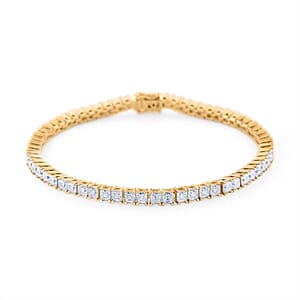 Doorbuster D'Joy Asscher Cut Moissanite 8.30 ctw Eternal Shine Line Bracelet in 18K Vermeil Yellow Gold Over Sterling Silver (7.25 In)