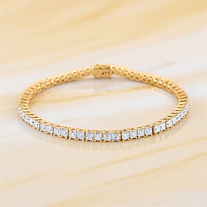 Doorbuster D'Joy Asscher Cut Moissanite 8.30 ctw Eternal Shine Line Bracelet in 18K Vermeil Yellow Gold Over Sterling Silver (7.25 In)