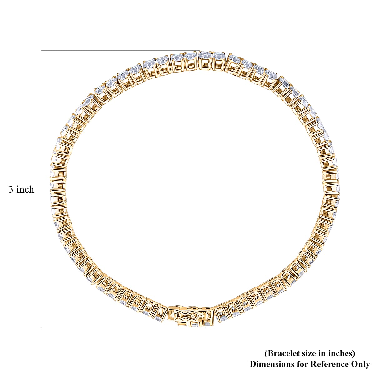 Doorbuster D'Joy Asscher Cut Moissanite 8.30 ctw Eternal Shine Line Bracelet in 18K Vermeil Yellow Gold Over Sterling Silver (7.25 In) image number 4