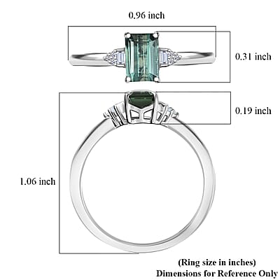 Arquiana Mint Tourmaline, Luxuriant Lab Grown Diamond Ring in Rhodium Over Sterling Silver 1.20 ctw (Size 8.0)