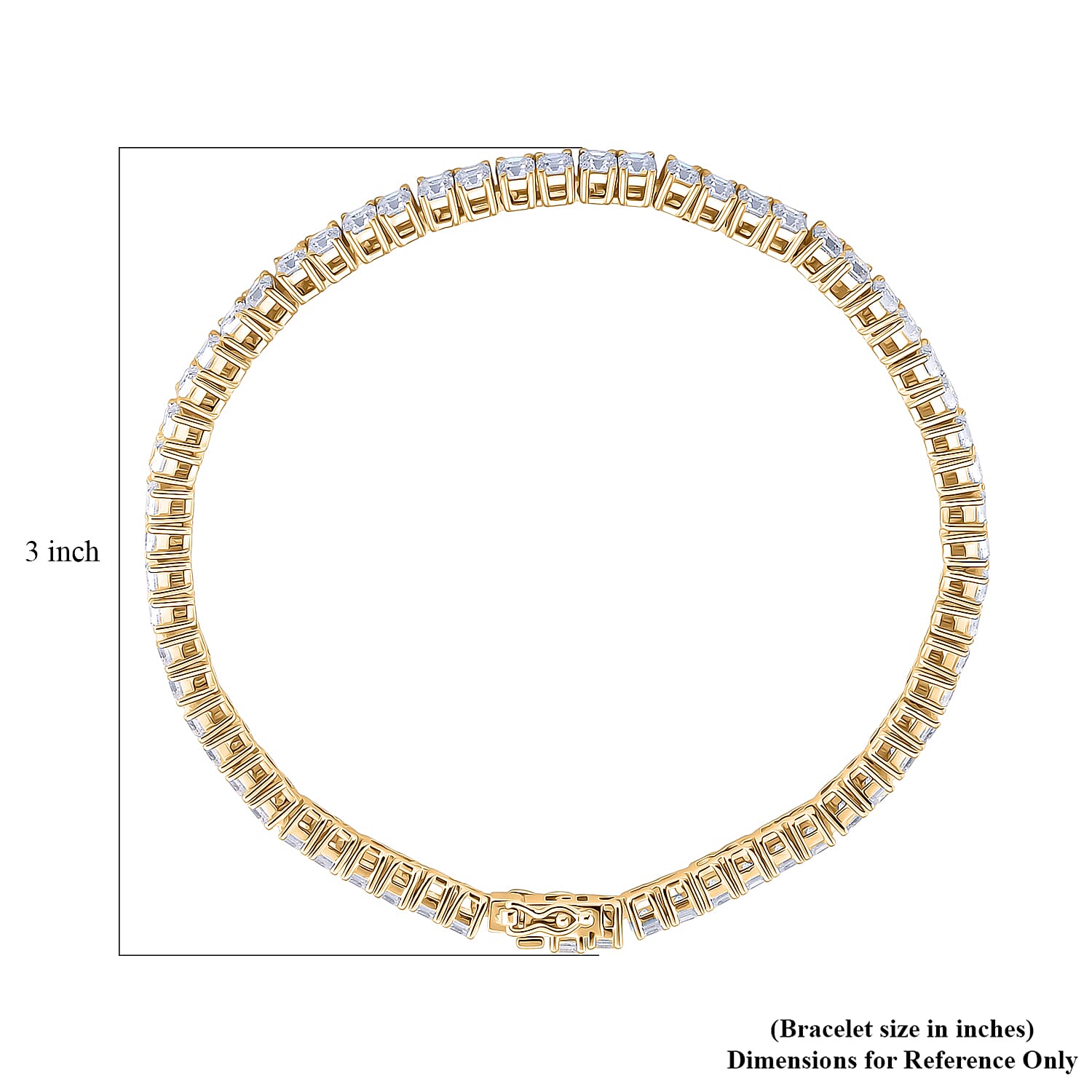 D'Joy Asscher Cut Moissanite 9.20 ctw Eternal Shine Line Bracelet in 18K Vermeil Yellow Gold Over Sterling Silver (8.00 In)