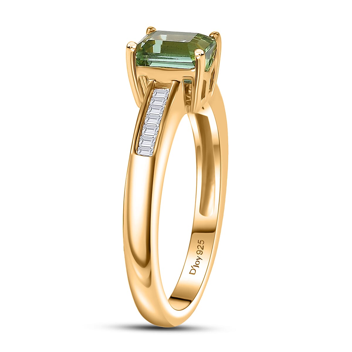 D'Joy Premium Mint Tourmaline, Diamond Ring in 18K Vermeil YG Over Sterling Silver (Size 6.0) 1.25 ctw image number 3