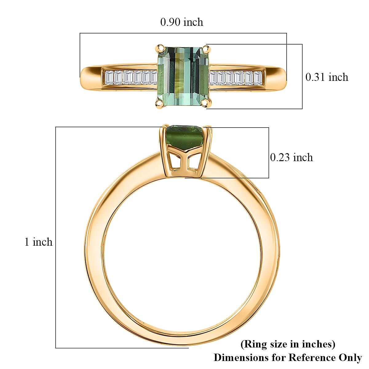 D'Joy Premium Mint Tourmaline, Diamond Ring in 18K Vermeil YG Over Sterling Silver (Size 6.0) 1.25 ctw image number 5