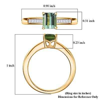 D'Joy Arquiana Mint Tourmaline, Diamond Ring in 18K Vermeil YG Over Sterling Silver 1.25 ctw (Size 8.0)