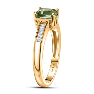 D'Joy Arquiana Mint Tourmaline, Diamond Ring in 18K Vermeil YG Over Sterling Silver 1.25 ctw (Size 9.0)