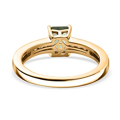 D'Joy Premium Arquiana Mint Tourmaline and Diamond 1.25 ctw Blush Majesty Ring in 18K Vermeil Yellow Gold Over Sterling Silver (Size 9.0)