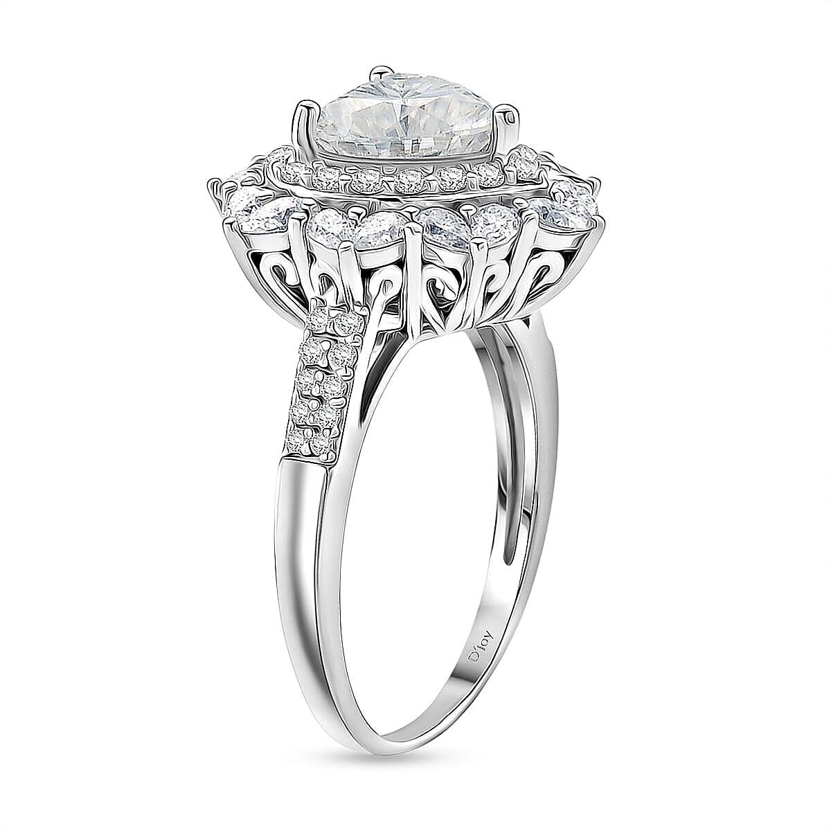 D'Joy Moissanite  Heart Ring in Rhodium Over Sterling Silver 3.15 ctw (Size 10.0)