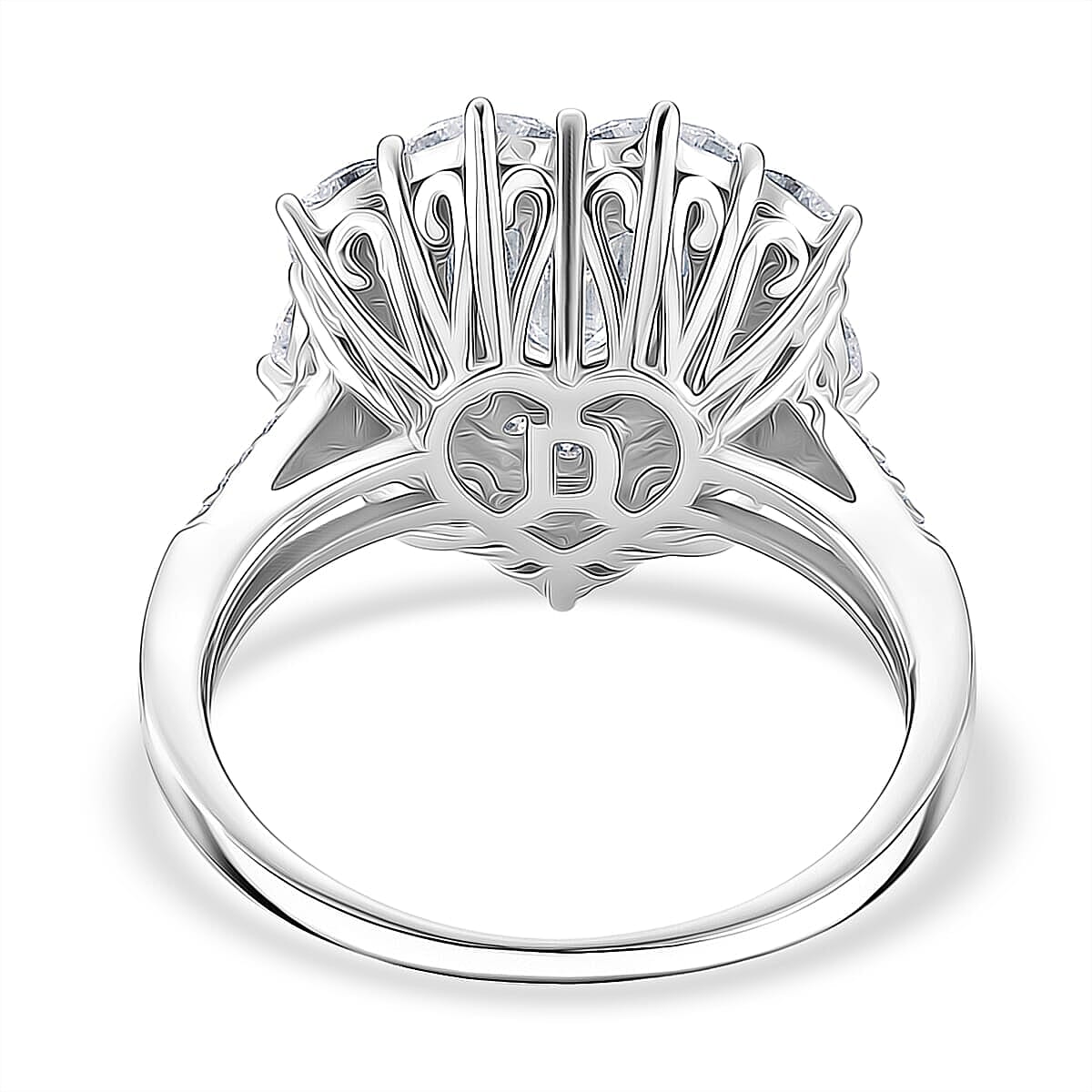 D'Joy Moissanite  Heart Ring in Rhodium Over Sterling Silver 3.15 ctw (Size 10.0)