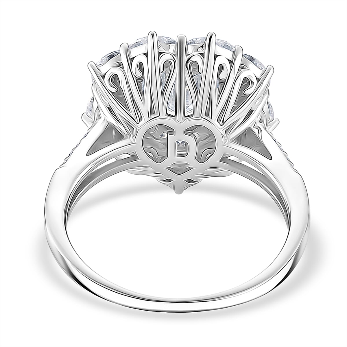 D'Joy Moissanite  Heart Ring in Rhodium Over Sterling Silver 3.15 ctw (Size 5.0)