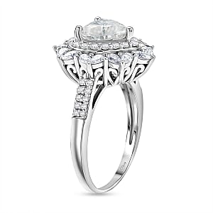 D'Joy Moissanite  Heart Ring in Rhodium Over Sterling Silver 3.15 ctw (Size 8.0)