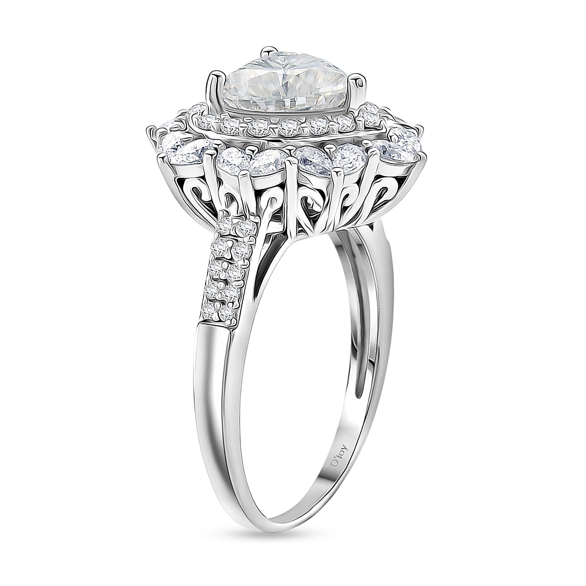D'Joy Moissanite  Heart Ring in Rhodium Over Sterling Silver 3.15 ctw (Size 9.0) image number 3