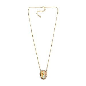 D'Joy Royston Ribbon Turquoise, White Zircon Necklace in 18K Vermeil YG Over Sterling Silver 17.50 ctw (18- 20 Inches)