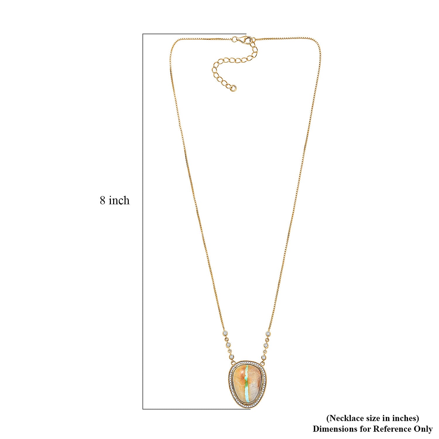 D'Joy Rachel Roy Loving Care Royston Ribbon Turquoise, White Zircon Necklace in 18K Vermeil YG Over Sterling Silver 17.50 ctw (18- 20 Inches)