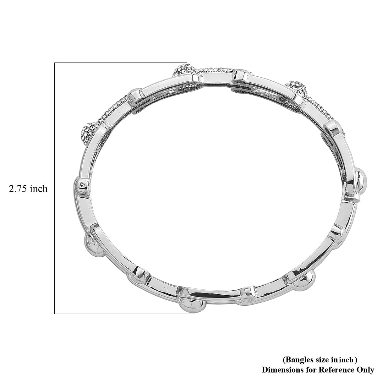 Austrian Crystal Bangle Bracelet in Silvertone (7.50 In) image number 4