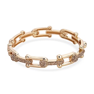 Champagne Austrian Crystal Bangle Bracelet in Goldtone (7.50 In)