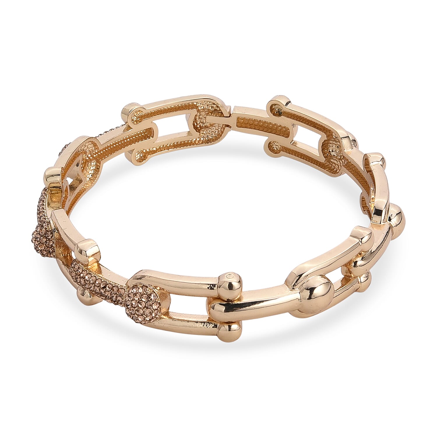 Champagne Austrian Crystal Bangle Bracelet in Goldtone (7.50 In)
