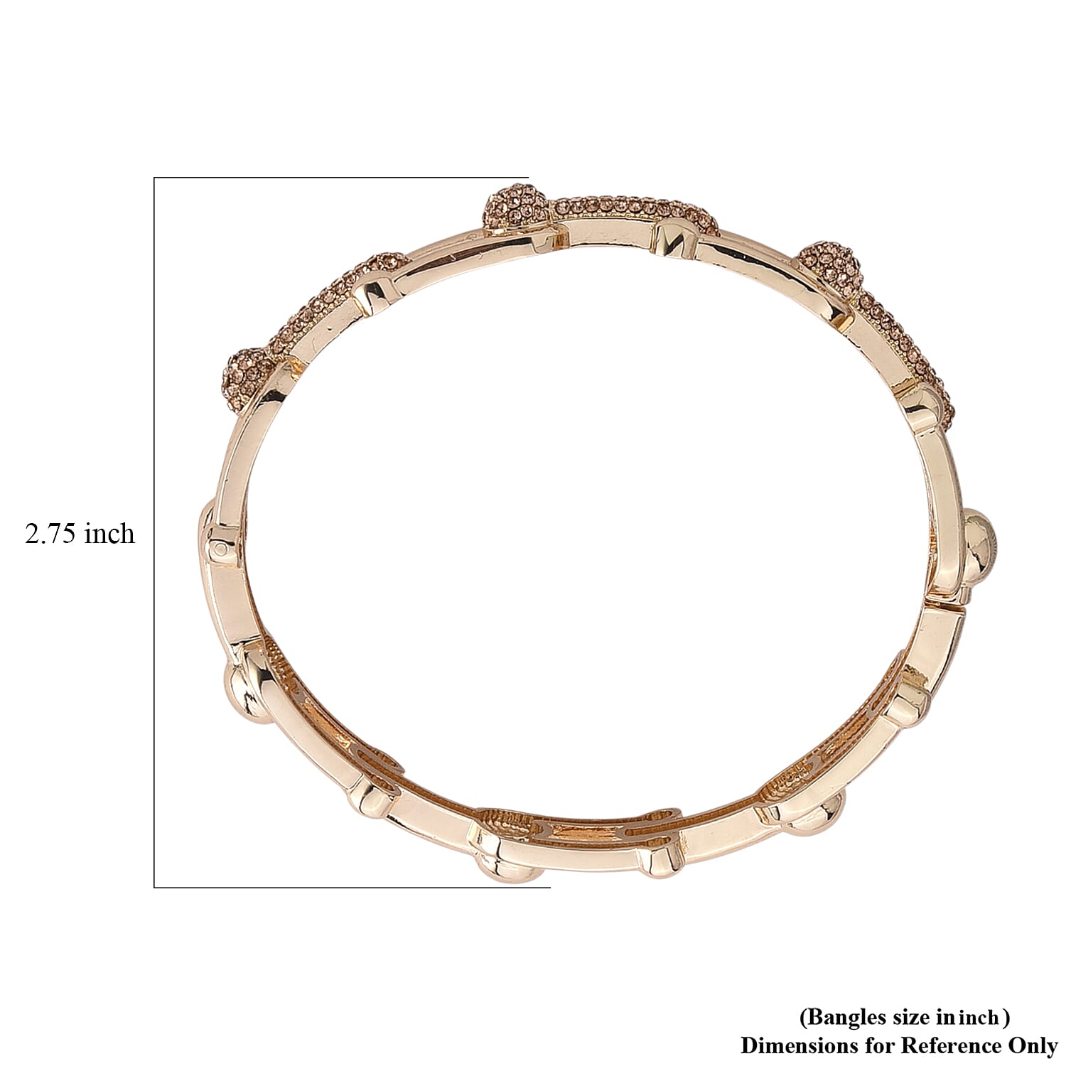 Champagne Austrian Crystal Bangle Bracelet in Goldtone (7.50 In)