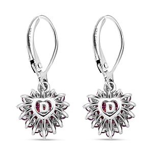 Doorbuster D'Joy Pink Moissanite and Pink Sapphire 2.15 ctw Crowned Heart Glow Earrings in 18K Vermeil RG and Rhodium Over Sterling Silver