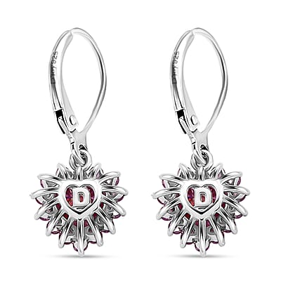  D'Joy Pink Moissanite and Pink Sapphire 2.15 ctw Crowned Heart Glow Earrings in 18K Vermeil RG and Rhodium Over Sterling Silver